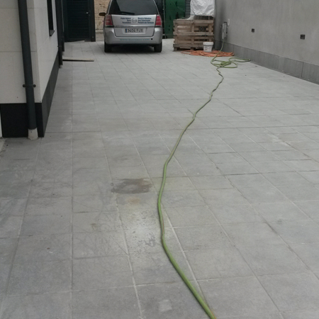 Limpieza de restos de epoxi y calcareos de suelo de piedra con Fila Deterdek, Fila CR-10, Stop Dirt